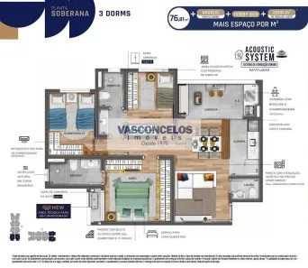 Apartamento com 3 Quartos à venda, 76m² no Vila Industrial, São José dos Campos
