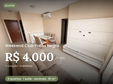 Apartamento com 3 Quartos para alugar, 81m² no Ponta Negra, Manaus