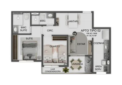 Apartamento com 2 Quartos à venda, 55m² no Recife, Recife
