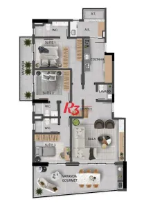 Apartamento com 3 Quartos à venda, 150m² no Aparecida, Santos