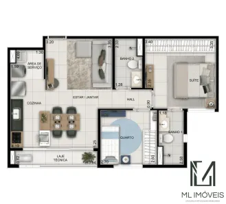 Apartamento com 2 Quartos à venda, 59m² no Setor Bueno, Goiânia