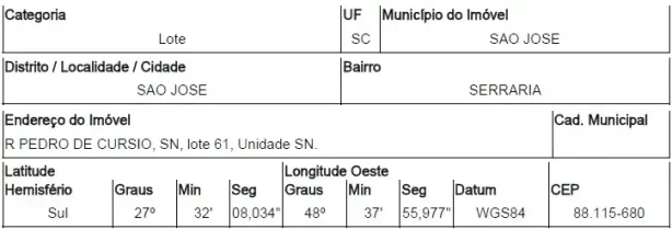 Lote/Terreno à venda, 316m² no Serraria, São José