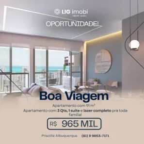 Apartamento com 3 Quartos à venda, 91m² no Boa Viagem, Recife