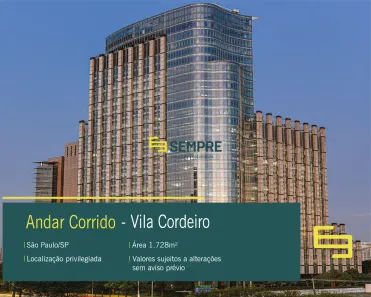 Sala Comercial para alugar, 1728m² no Vila Cordeiro, São Paulo
