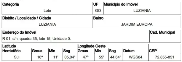 Lote/Terreno à venda, 390m² no Jardim Europa, Luziânia