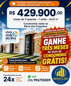 Casa de Condomínio com 3 Quartos à venda, 82m² no Zona de Expansão (Capuã), Barra dos Coqueiros