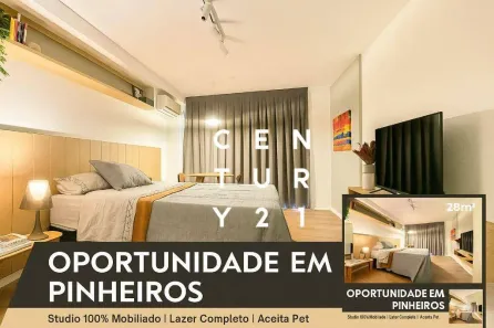 Apartamento com 1 Quarto para alugar, 28m² no Pinheiros, São Paulo
