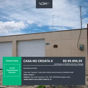 Casa com 2 Quartos à venda, 61m² no Pacajus, Pacajus