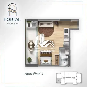 Apartamento com 1 Quarto à venda, 38m² no Centro, São Vicente