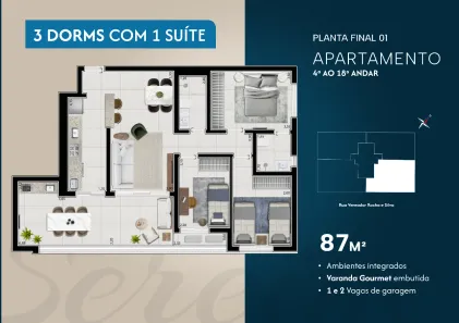 Apartamento com 3 Quartos à venda, 87m² no Ponta da Praia, Santos