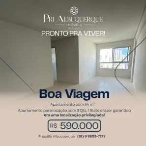 Apartamento com 3 Quartos à venda, 64m² no Boa Viagem, Recife