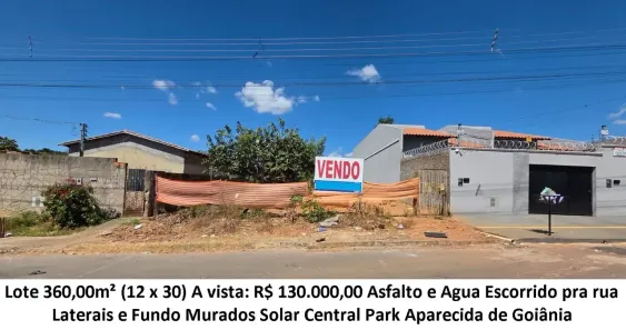 Lote/Terreno à venda, 360m² no Residencial Solar Central Park, Aparecida de Goiânia