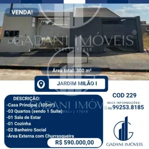 Casa com 3 Quartos à venda, 163m² no Jardim Milão I, Sinop