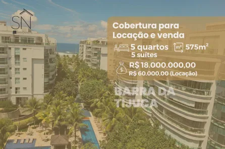 Cobertura com 5 Quartos para venda ou aluguel, 557m² no Barra da Tijuca, Rio de Janeiro