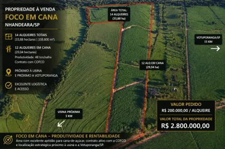 Fazenda/Sítio à venda, 338800m² no , Nhandeara