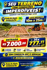 Lote/Terreno à venda, 300m² no Abaís, Estância