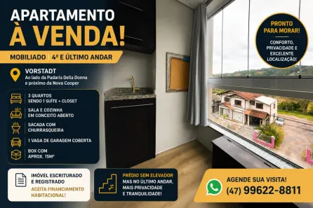 Apartamento com 3 Quartos à venda, 90m² no Vorstadt, Blumenau