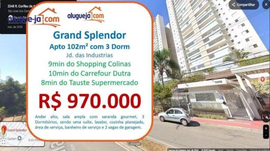 Apartamento com 3 Quartos à venda, 102m² no Jardim das Indústrias, São José dos Campos