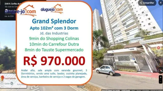 Apartamento com 3 Quartos à venda, 102m² no Jardim das Indústrias, São José dos Campos