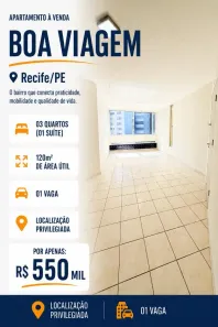 Apartamento com 3 Quartos à venda, 120m² no Boa Viagem, Recife