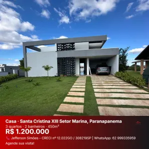 Casa com 3 Quartos à venda, 193m² no Terras de Santa Cristina XIII Setor Marina, Paranapanema