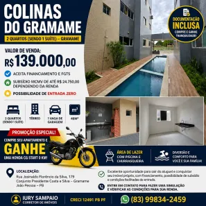 Apartamento com 2 Quartos à venda, 46m² no Gramame, João Pessoa