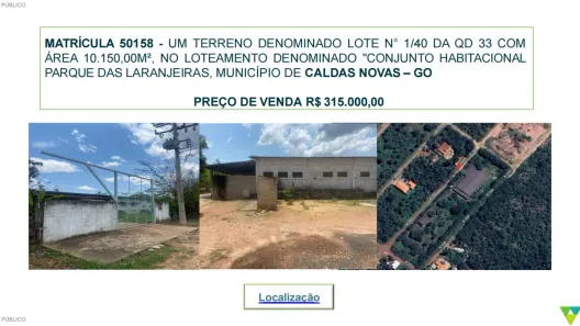 Lote/Terreno à venda, 10m² no Centro, Caldas Novas
