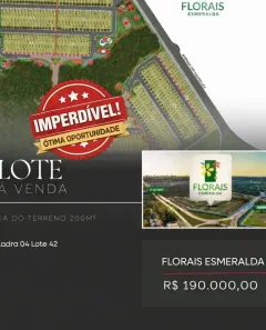 Lote/Terreno à venda, 200m² no Condomínio Florais Esmeralda, Cuiabá
