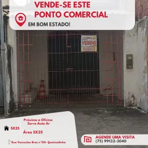 Ponto Comercial à venda, 10m² no Queimadinha, Feira de Santana