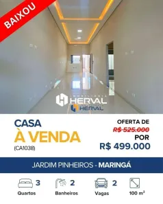 Casa com 3 Quartos à venda, 100m² no Jardim Pinheiros, Maringá