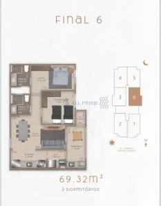 Apartamento com 2 Quartos à venda, 69m² no Guilhermina, Praia Grande