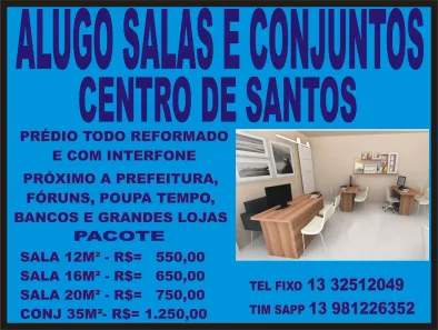 Sala Comercial para alugar, 35m² no Centro, Santos