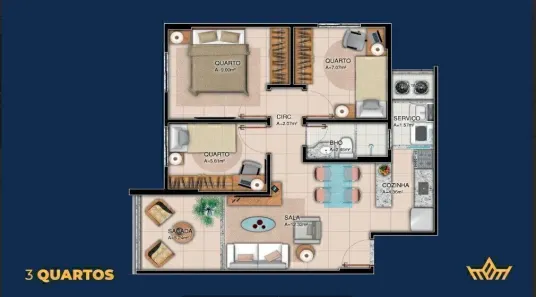 Apartamento com 3 Quartos à venda, 57m² no Pedreira, Belém