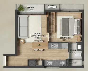 Apartamento com 1 Quarto à venda, 46m² no Mont Serrat, Porto Alegre