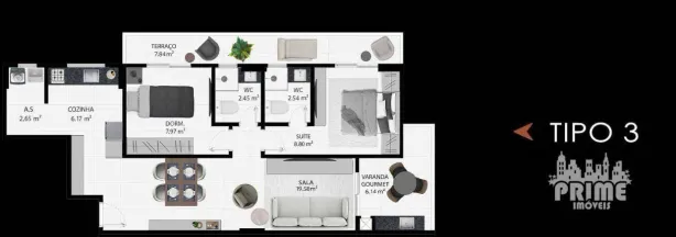 Apartamento com 2 Quartos à venda, 73m² no Guilhermina, Praia Grande