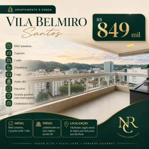 Apartamento com 2 Quartos à venda, 84m² no Vila Belmiro, Santos