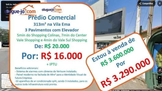 Prédio Comercial para venda ou aluguel, 313m² no Jardim São Dimas, São José dos Campos