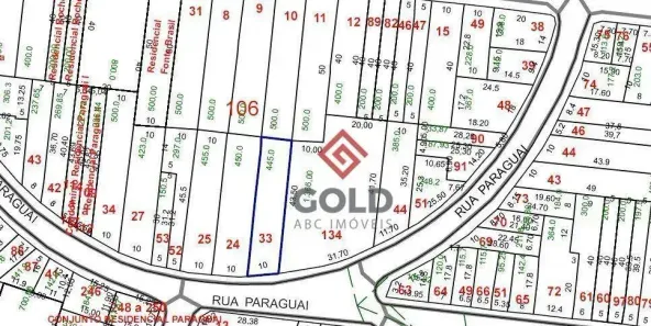 Lote/Terreno à venda, 445m² no Parque das Nações, Santo André