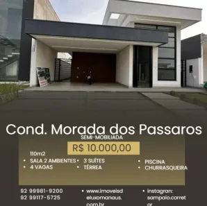 Casa de Condomínio com 3 Quartos para alugar, 145m² no Ponta Negra, Manaus