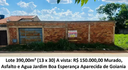 Lote/Terreno à venda, 390m² no Jardim Boa Esperança, Aparecida de Goiânia
