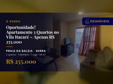 Apartamento com 3 Quartos à venda, 54m² no Praia da Baleia, Serra