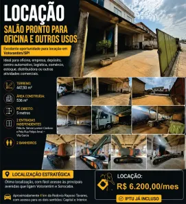 Galpão/Depósito/Armazém para alugar, 536m² no Jardim Maria Lúcia, Votorantim