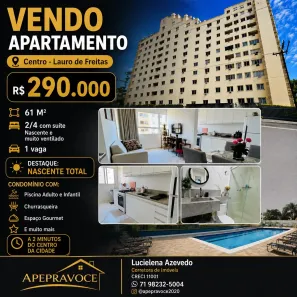 Apartamento com 2 Quartos à venda, 61m² no Centro, Lauro de Freitas