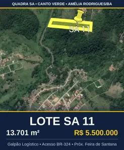 Lote/Terreno à venda, 13701m² no , Amélia Rodrigues