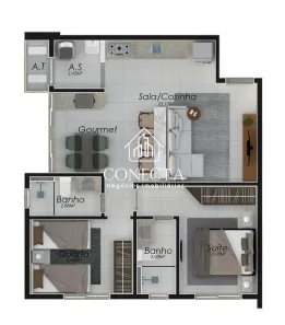Apartamento com 2 Quartos à venda, 61m² no Laranjeiras, Uberlândia