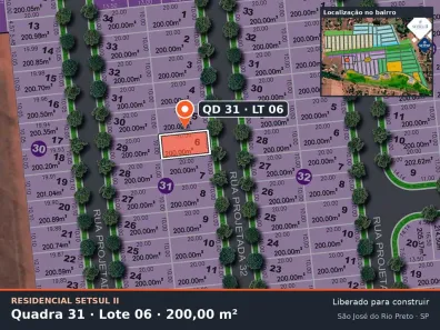 Lote/Terreno à venda, 200m² no Residencial Setsul II, São José do Rio Preto