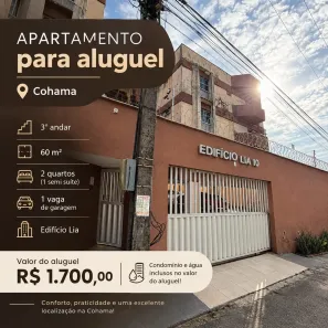 Apartamento com 2 Quartos para alugar, 60m² no Cohama, São Luís