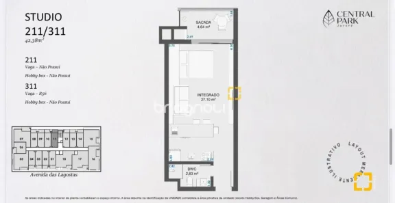 Apartamento com 1 Quarto à venda, 42m² no Jurerê Internacional, Florianópolis