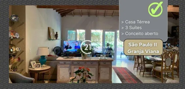 Casa de Condomínio com 3 Quartos à venda, 220m² no São Paulo II, Cotia