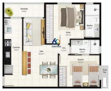 Apartamento com 2 Quartos à venda, 60m² no Aviação, São Mateus